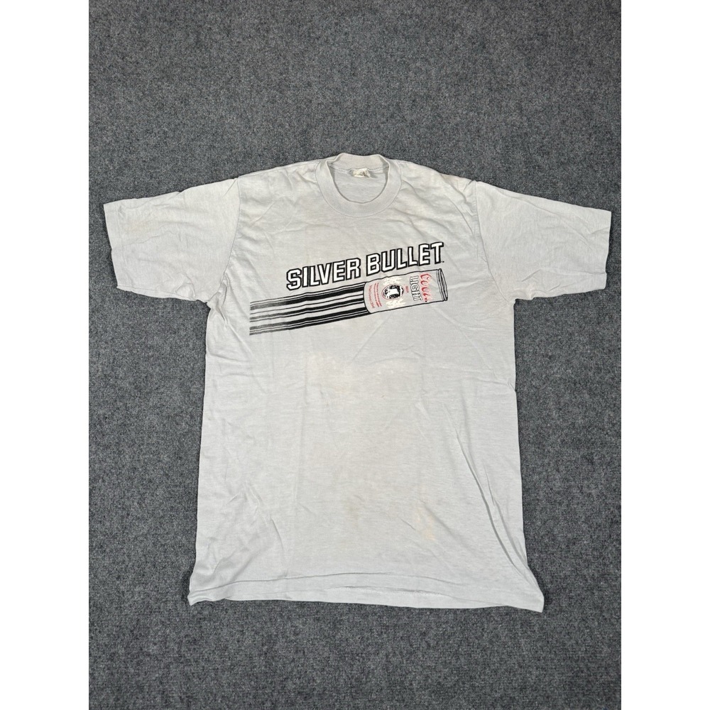 Vintage Coors Light Silver Bullet T Shirt XL Velva Sheen USA 80s Beer Graphic